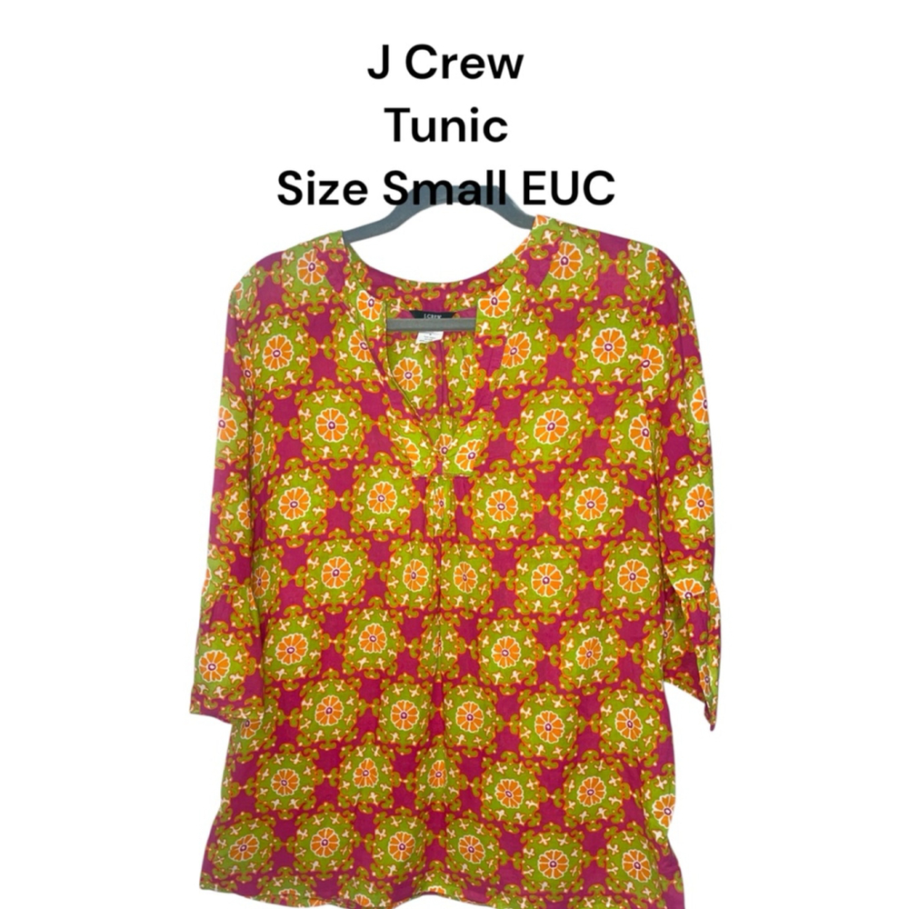 Women's J. Crew Tunic Top Size Small Pink Green Floral